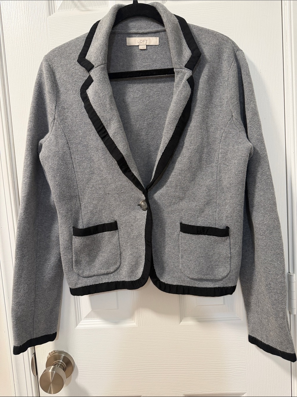LOFT Gray Blazer with Black Trim